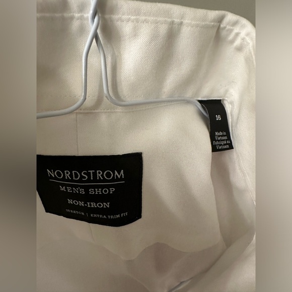 Nordstrom Men’s white non iron extra trim fit dress shirt. 16 - Picture 2 of 3